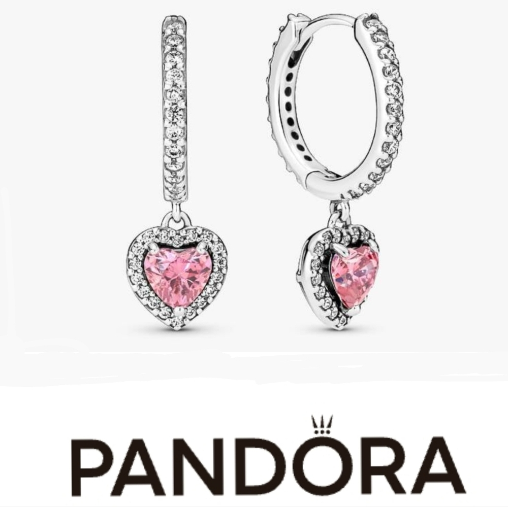 Pandora Sparkling Halo Heart Hoop Earrings